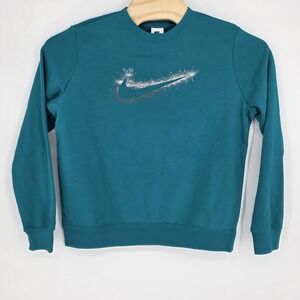 Nike Sportswear Women's Large Pullover Sweatshirt Fleece New Crewneck Teal Green
